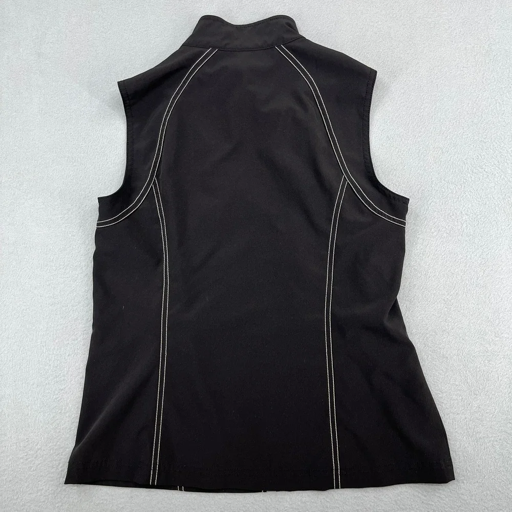 Chico's Zenergy Golf Women's Black Full Zip Vest Size 0 Mock Neck Contrast